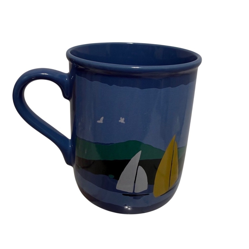Vintage 1985 Hallmark Mug Mates Blue Sailboat Friendship Quote Coffee Mug Japan